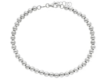 Cargar imagen en el visor de la galería, 18k white gold 4mm balls bracelet, 18cm, 7.1", smooth spheres, made in Italy.
