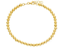Load image into Gallery viewer, 18k yellow gold 4mm balls bracelet, 18cm, 7.1", smooth spheres, made in Italy.