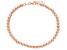 Charger l'image dans la galerie, 18k rose gold 4mm balls bracelet, 18cm, 7.1", smooth spheres, made in Italy.