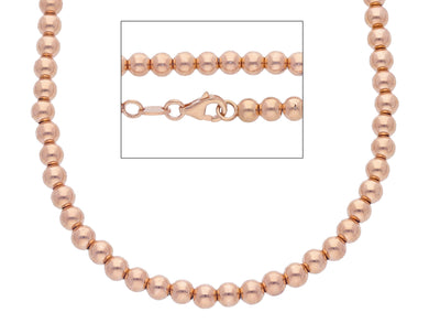 18k rose gold 4 mm balls chain, 18 inches, smooth spheres, made in Italy.