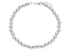 Load image into Gallery viewer, 18k white gold 5mm balls bracelet, 18cm, 7.1", smooth spheres, made in Italy.