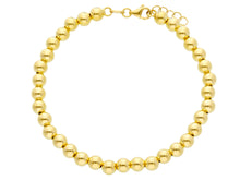 Charger l'image dans la galerie, 18k yellow gold 5mm balls bracelet, 18cm, 7.1", smooth spheres, made in Italy.