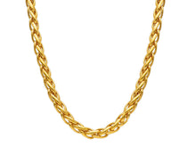 Cargar imagen en el visor de la galería, 18K YELLOW GOLD CHAIN, NECKLACE SPIGA WHEAT, BIG 6mm, TWISTED, SHOWY, WAVY, EAR.
