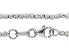 Cargar imagen en el visor de la galería, 18k white gold chain finely worked spheres 2 mm diamond cut balls, 16", 40 cm.
