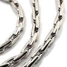 Load image into Gallery viewer, 18K WHITE GOLD CHAIN 4mm SQUARE ROUNDED CABLE RECTANGULAR LINK 50cm 20".