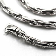 Cargar imagen en el visor de la galería, 18K WHITE GOLD CHAIN 4mm SQUARE ROUNDED CABLE RECTANGULAR LINK 60cm 24".