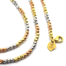 Load image into Gallery viewer, 18k white yellow rose gold chain finely worked 2.5 mm diamond cut balls, 16&quot;.
