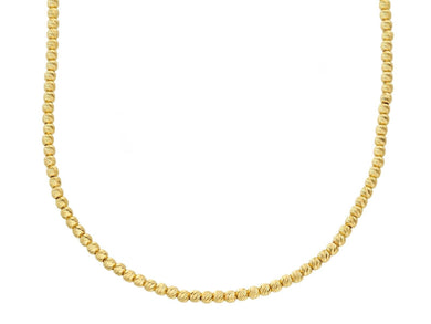 18K YELLOW GOLD CHAIN FINELY WORKED SPHERES 2 MM DIAMOND CUT BALLS, 16