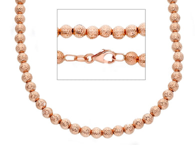 18k rose gold balls chain worked spheres 4mm diamond cut, faceted 16