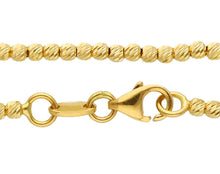 Cargar imagen en el visor de la galería, 18K YELLOW GOLD CHAIN FINELY WORKED SPHERES 2 MM DIAMOND CUT BALLS, 16", 40 CM.
