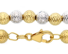 Load image into Gallery viewer, 18K YELLOW WHITE GOLD CHAIN WORKED SPHERES 5mm DIAMOND CUT FACETED BALL 16" 40cm.