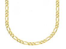 Load image into Gallery viewer, SOLID 18K GOLD FIGARO GOURMETTE CHAIN 3.5mm WIDTH, 20", ALTERNATE 3+1 NECKLACE.