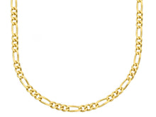 Load image into Gallery viewer, SOLID 18K GOLD FIGARO GOURMETTE CHAIN 3mm WIDTH, 24", ALTERNATE 3+1 NECKLACE.