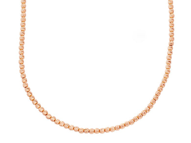 18k rose gold chain finely worked spheres 2 mm diamond cut balls, 16