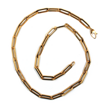 Charger l'image dans la galerie, 18K ROSE GOLD CHAIN SQUARED OVAL PAPER CLIP 4x15mm LINKS, 18" 45cm, ITALY MADE.