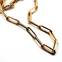 Charger l'image dans la galerie, 18K ROSE GOLD CHAIN SQUARED OVAL PAPER CLIP 4x15mm LINKS, 18" 45cm, ITALY MADE.