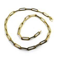 Charger l'image dans la galerie, 18K YELLOW GOLD LONG 31.5" 80cm CHAIN SQUARED OVAL PAPER CLIP 4x15mm ITALY MADE.