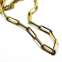 Cargar imagen en el visor de la galería, 18K YELLOW GOLD CHAIN SQUARED OVAL PAPER CLIP 4x15mm LINKS, 18" 45cm, ITALY MADE.