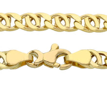 Cargar imagen en el visor de la galería, 18K YELLOW GOLD CHAIN, 5mm, 24 INCHES, ROUNDED TIGER EYE LINKS, MADE IN ITALY.