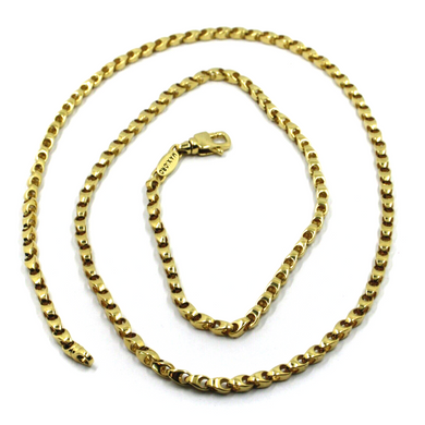 SOLID 18K YELLOW GOLD CHAIN, 20 INCHES, 3 MM DROP TUBE LINK, POLISHED NECKLACE.