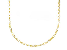 Cargar imagen en el visor de la galería, 18k gold figaro chain 2 mm width 20 inch length alternate necklace made in Italy.