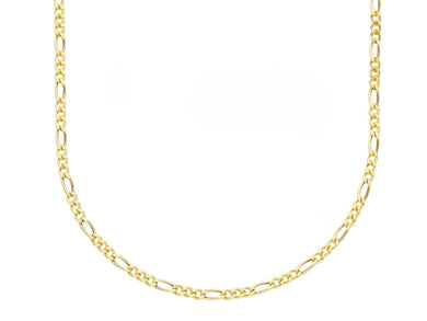 18k gold figaro chain 2 mm width 20 inch length alternate necklace made in Italy.
