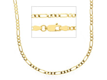 Load image into Gallery viewer, SOLID 18K GOLD FIGARO GOURMETTE CHAIN THIN 2mm WIDTH 24&quot; ALTERNATE 3+1 NECKLACE.
