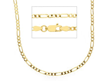 Load image into Gallery viewer, SOLID 18K GOLD FIGARO GOURMETTE CHAIN THIN 2mm WIDTH 24" ALTERNATE 3+1 NECKLACE.