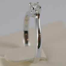 Cargar imagen en el visor de la galería, 18k white gold solitaire wedding band wave spiral ring diamond .16 made in Italy.