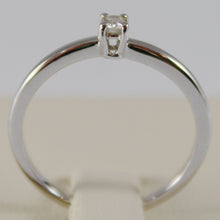 Cargar imagen en el visor de la galería, 18K WHITE GOLD SOLITAIRE WEDDING BAND THIN STEM RING DIAMOND 0.07 MADE IN ITALY.