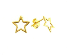 Load image into Gallery viewer, 18K YELLOW GOLD STAR 10mm 0.4&quot; EARRINGS, BUTTERFLY CLOSURE, MADE IN ITALY.
