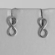 Load image into Gallery viewer, SOLID 18K WHITE GOLD EARRINGS WITH MINI INFINITY SYMBOL, INFINITE, MADE IN ITALY.