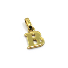 Load image into Gallery viewer, 18k yellow gold pendant charm small initial letter B, 10mm, 0.4", with diamond.