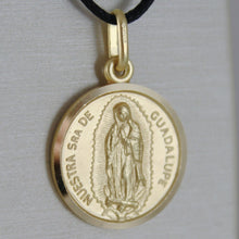 Load image into Gallery viewer, solid 18k yellow gold Senora Lady of Guadalupe, 17 mm, round medal pendant.
