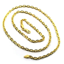 Load image into Gallery viewer, 18K YELLOW GOLD SOLID CHAIN SQUARED CABLE 3.2mm OVAL LINKS, 20" 50cm ITALY MADE.