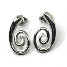 Cargar imagen en el visor de la galería, SOLID 18K WHITE GOLD PENDANT EARRINGS, SPIRAL, OVAL, PENDANT, MADE IN ITALY.