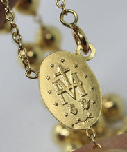 Load image into Gallery viewer, 18k yellow gold 27.5" big rosary 6mm miraculous medal Saint Benedict Jesus cross.