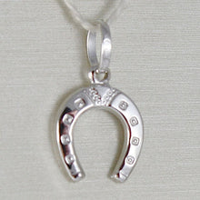 Load image into Gallery viewer, 18k white gold horseshoe charm pendant smooth luminous bright made in Italy.
