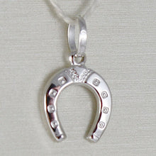 Load image into Gallery viewer, 18k white gold horseshoe charm pendant smooth luminous bright made in Italy.