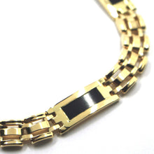 Load image into Gallery viewer, 18K YELLOW GOLD MAN SOLID BRACELET ALTERNATE 8mm PLATES WITH BLACK ONYX.