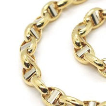 Load image into Gallery viewer, 18k yellow white gold 4mm oval navy mariner nautical bracelet 8.3", 21 cm.