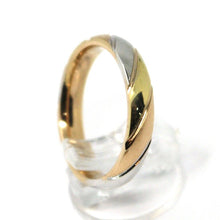 Load image into Gallery viewer, SOLID 18K YELLOW WHITE ROSE GOLD BAND RING, WOVEN, TWISTED, MADE IN ITALY.