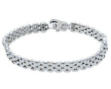 Charger l'image dans la galerie, 18K WHITE GOLD MAN BRACELET FIVE ROWS ROUNDED OVAL ALTERNATE INSERTS 8mm 8.3".