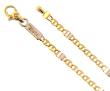 Load image into Gallery viewer, 18K YELLOW WHITE GOLD FLAT CHAIN NECKLACE 2.5mm MARINER OVALS & PLATES, 20" 50cm.