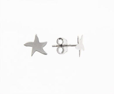 18k white gold earrings with shiny star starfish worked made in Italy 0.28 in.
