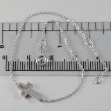 Cargar imagen en el visor de la galería, 18k white gold thin 1 mm bracelet 7.10 inches, with mini cross, made in Italy.