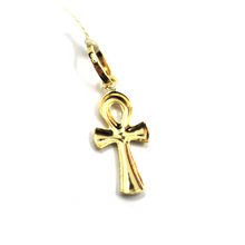 Load image into Gallery viewer, 18K YELLOW GOLD, SMALL 17mm ANKH ROUNDED CROSS OF LIFE PENDANT, EXCAVATED BACK.