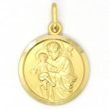 Charger l'image dans la galerie, 18k yellow gold st Saint San Giuseppe Joseph Jesus medal made in Italy, 17 mm.