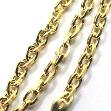 Load image into Gallery viewer, 18K YELLOW GOLD SOLID CHAIN SQUARED CABLE 3.2mm OVAL LINKS, 24&quot; 60cm ITALY MADE.
