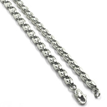 Load image into Gallery viewer, 18k white gold chain 4mm tube rounded drop link 50cm 20", made in Italy.